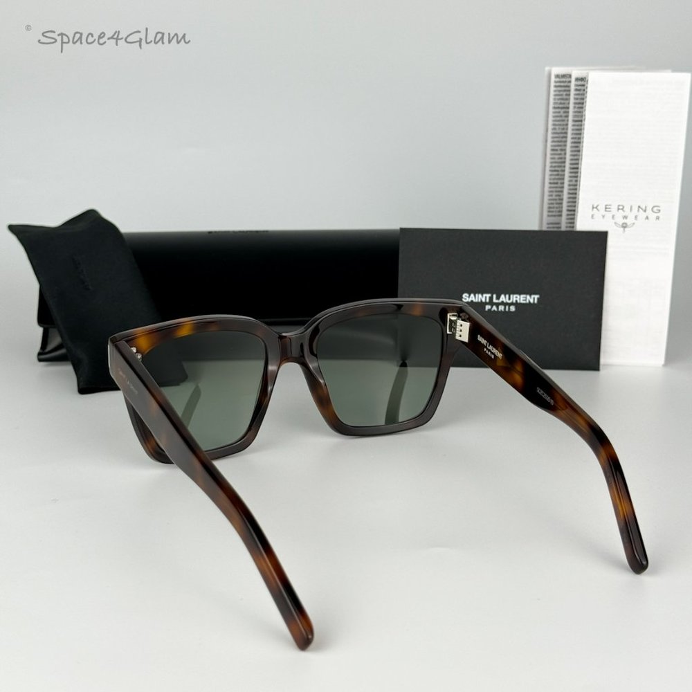 NEW Saint Laurent SL507 002 Havana Green Square Unisex Sunglasses - Picture 6 of 12